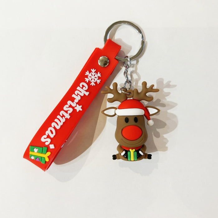 Wholesale PVC Christmas Snowman Cartoon Doll Keychain JDC-KC-WuYi083