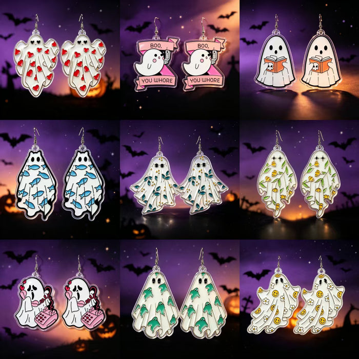 Wholesale  Ghost Acrylic Earrings Funny Cartoon Design Party Jewelry Accessory