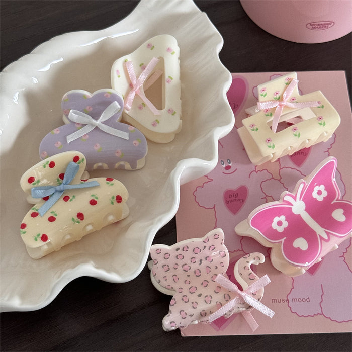 Wholesale Women's Cute Floral Bow Grab Clip