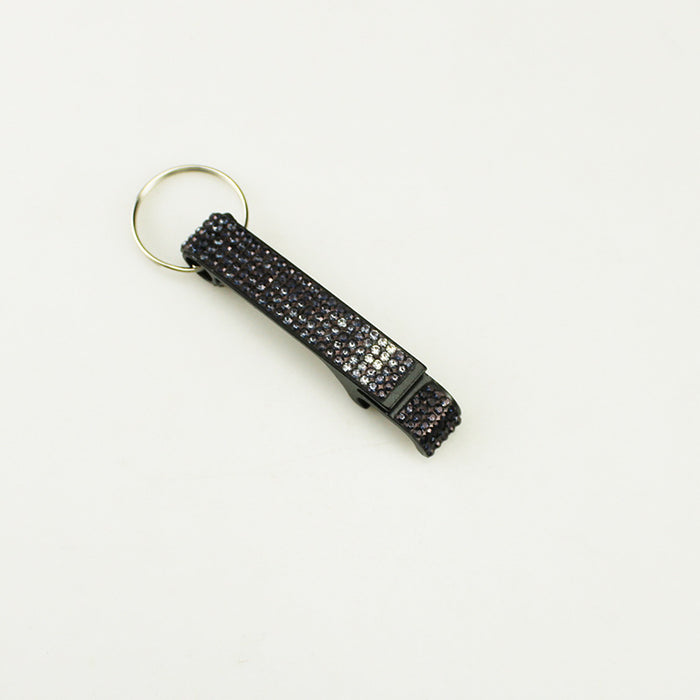 Wholesale Rhinestone Nature Style Alloy Beer Bottle Opener Keychain Grey Car Key Accessory Gift