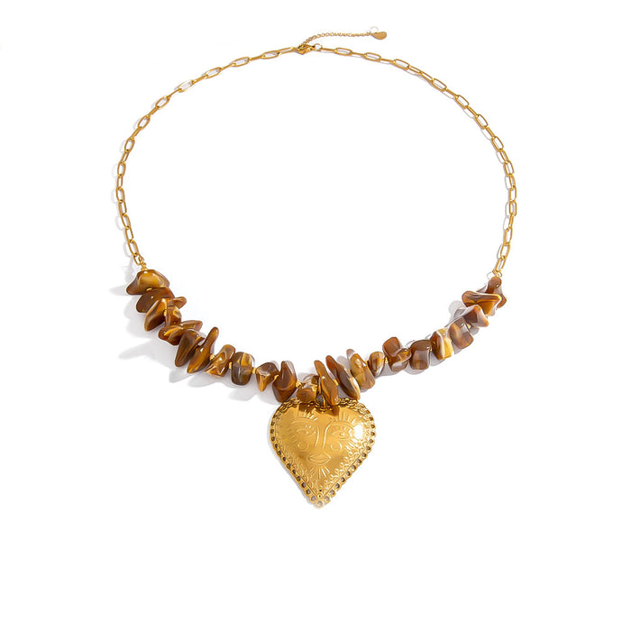 Wholesale stainless steel necklace personality human face big heart pendant necklace devil eye temperament clavicle chain