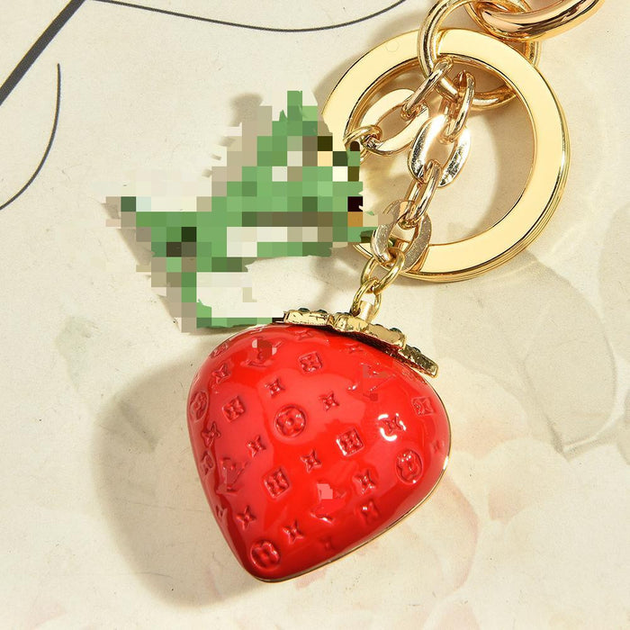 Wholesale Fresh Strawberry Bag Charm Keychain Alloy Gold Plated Women S Purse Pendant Everyday Gift Accessory