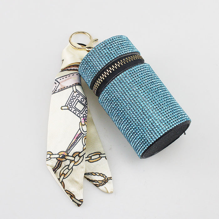 Wholesale Purple Rhinestone Lipstick Perfume Bottle Keychain Bag Charm Everyday Car Key Accessory