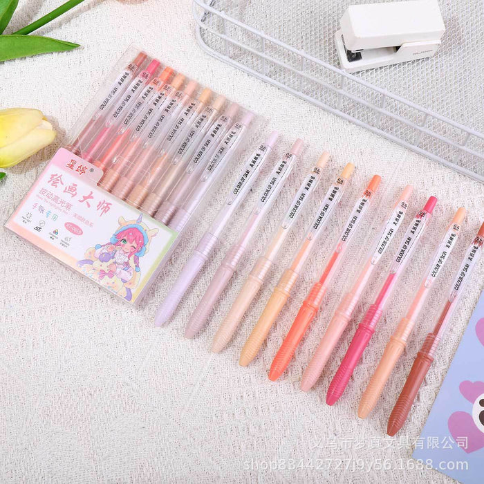 Wholesale 9pcs/ box Painting Hand Account Pen Set Large Capacity Color Press Pen