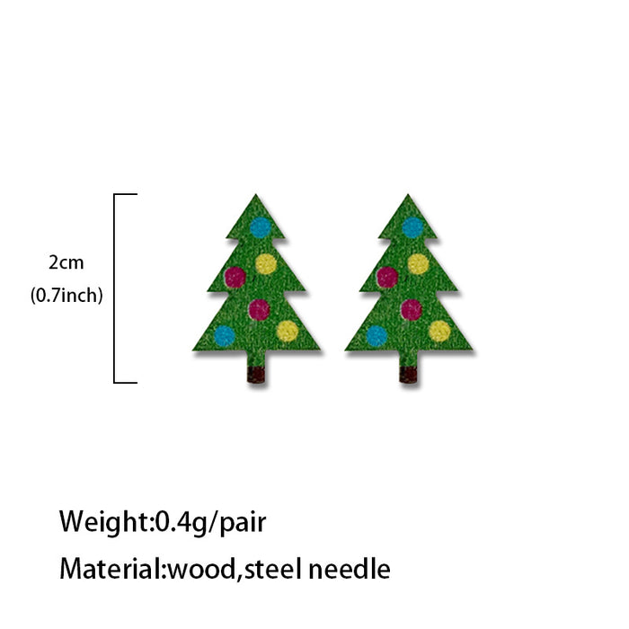 Wholesale Christmas Wooden Earrings Christmas Tree Shape Wave Point Earrings Lightweight