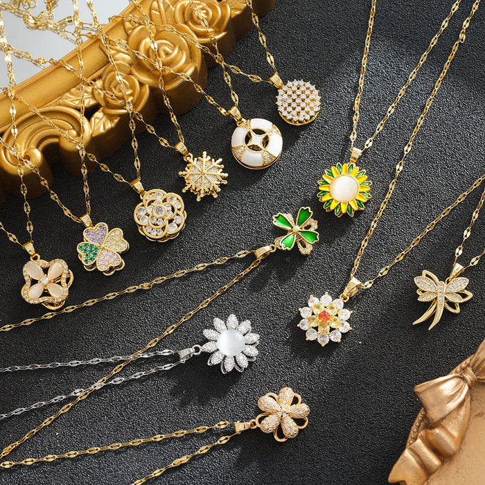 Wholesale Rotating Bauhinia Flower Necklace