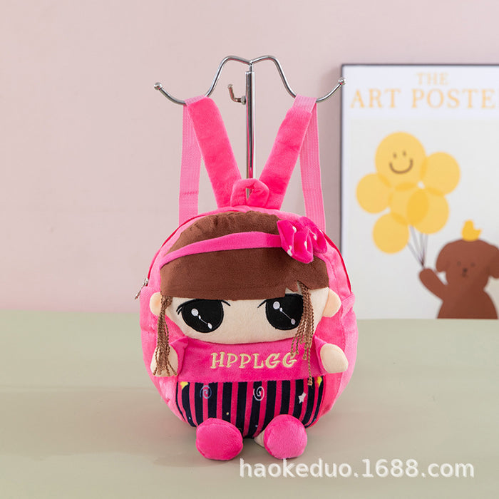 Wholesale Plush small backpack kindergarten school bag cartoon cute girl boy plush backpack