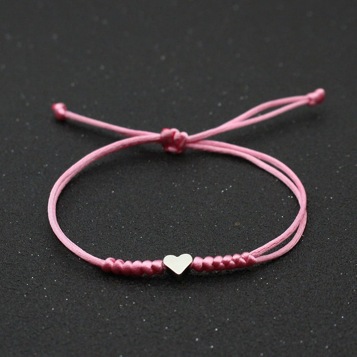 Wholesale Versatile Silver Love Hand Woven Couple Handmade Red Rope Bracelet Heart Bracelets JDC-BT-SX001