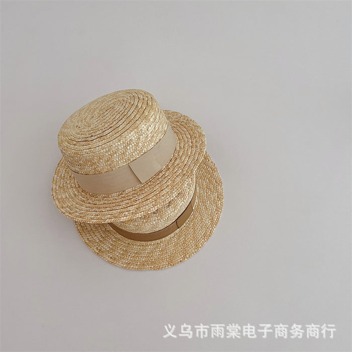 Wholesale children's straw hat western style wheat straw big brim baby beach hat