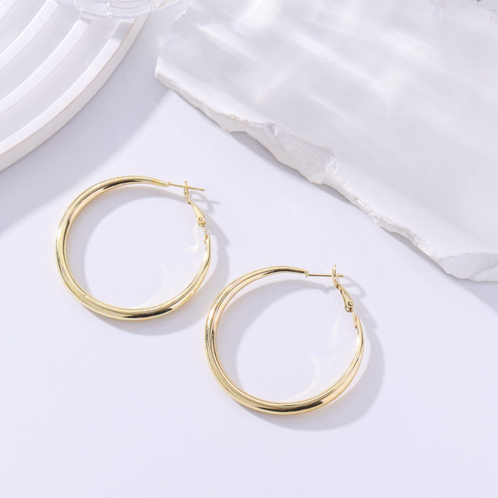 Wholesale Geometric Round Gold Hoop Earrings Trendy Jewelry Accessory MOQ≥3