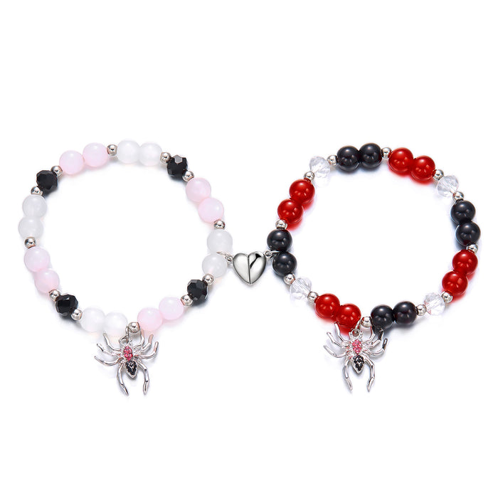 Wholesale   Heart Bracelet Handmade Beaded Adjustable Elasticity Couple Holiday Bracelet