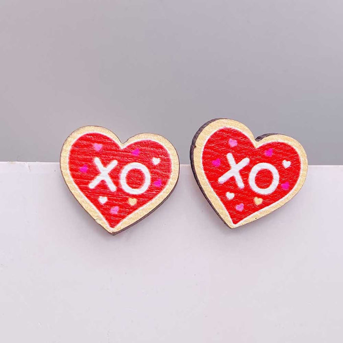 Wholesale Valentine' s Day wooden earrings pink envelope dwarf rose lovely earrings Valentine' s Day jewelry