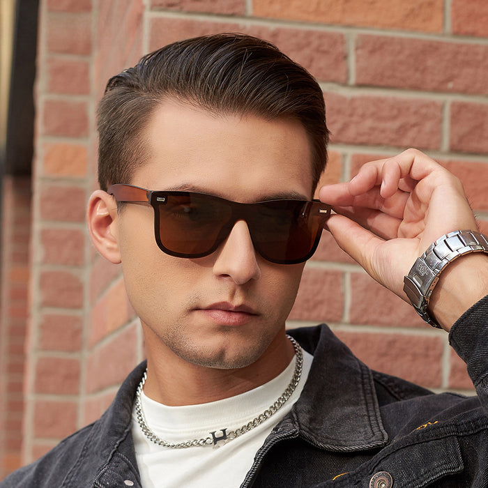 Wholesale Polarized lens integrated sunglasses for men, fashionable sunscreen sunglasses for men, high-end TR frame sunglasses for men