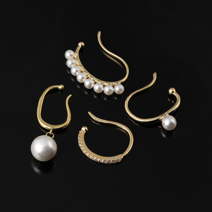 Wholesale Ear Clip Ear Drop Trendy Ear Hanging Ear Clip Pearl Earrings