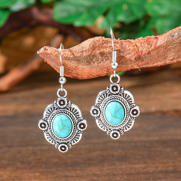 Wholesale 2pcs Bohemian Turquoise Retro Distinctive Earrings