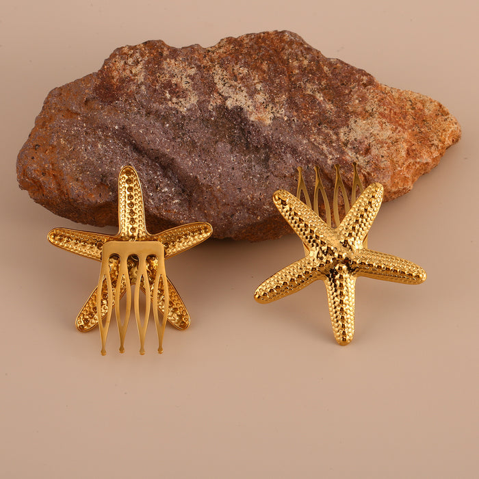 Wholesale Fashionable stainless steel starfish hair clip with bangs and high-end edge clip, exaggerated hair accessories, broken hair clip at the back of the head, wholesale