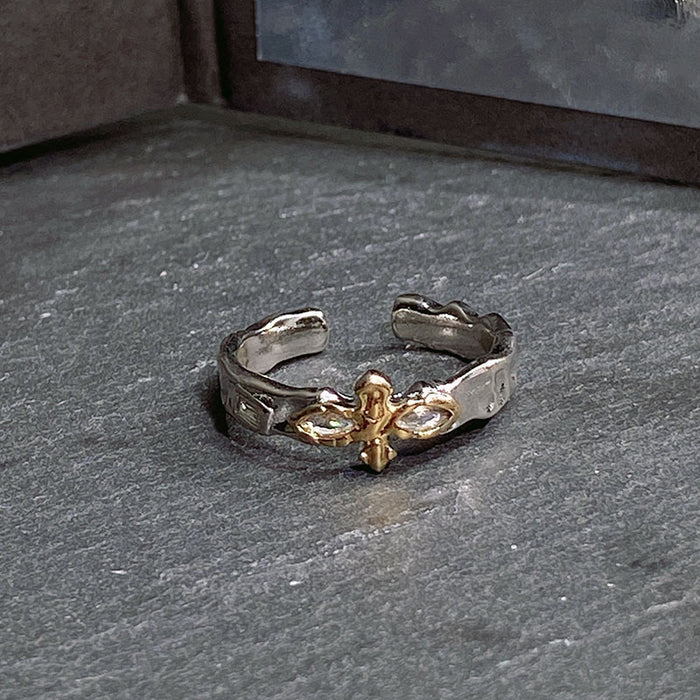 Wholesale Open ring with niche design, cross, high-end feel, simple and minimalist index finger ring