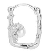 Wholesale Silver Asymmetrical Special-Shaped Texture Inlaid with Shell Beads Earrings