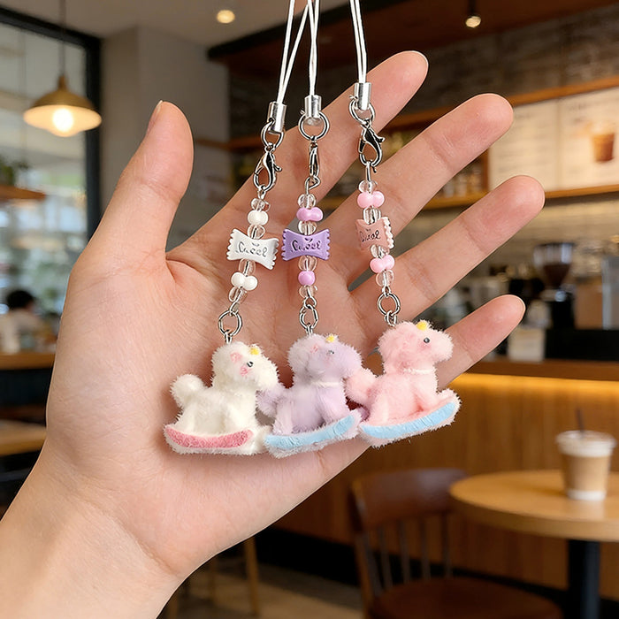 Wholesale Cartoon Flocked Rocking Horse Keychain
