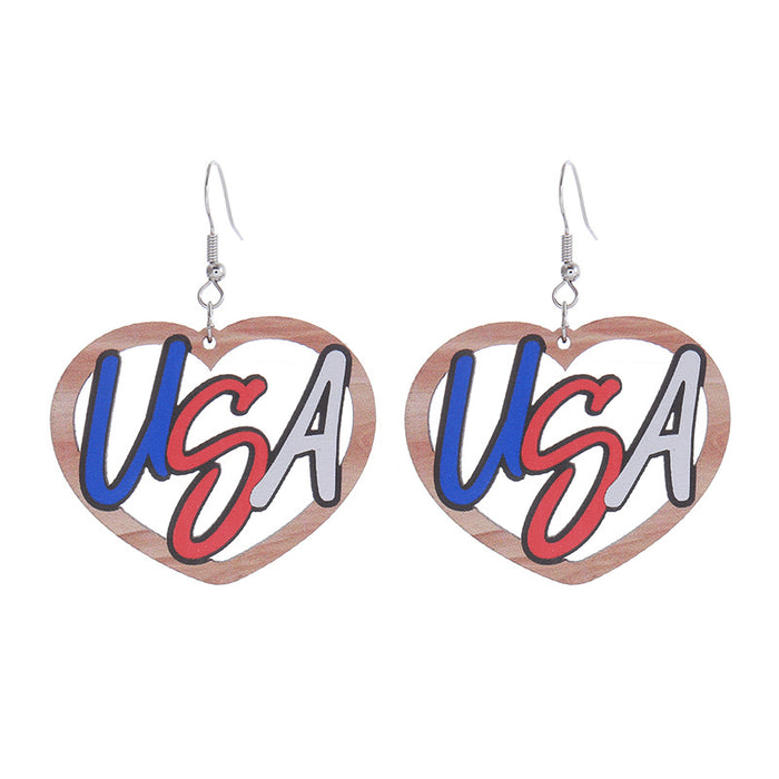 Wholesale Hollow Wooden Independence Day Earrings JDC-ES-ChouTteng017