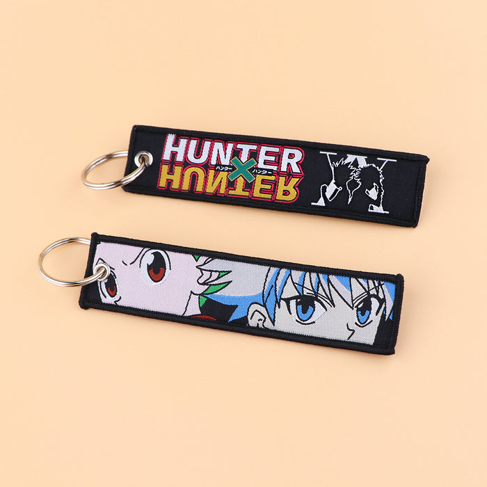 Wholesale Cartoon  Anime Woven Label Keychain Lanyard Woven Fabric