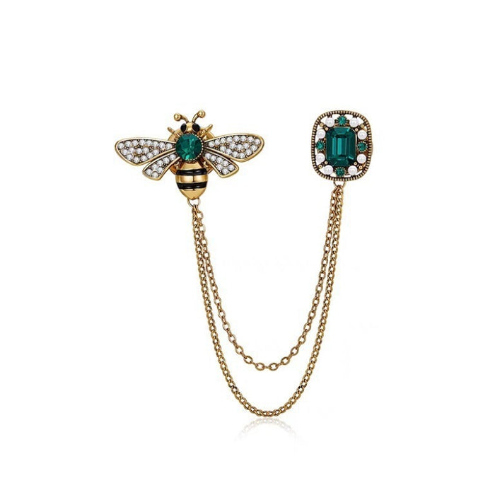 Wholesale Vintage tassel chain pearl brooch fixed brooch