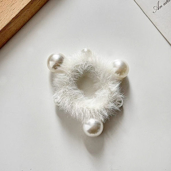 Wholesale Imitation Rex Rabbit Hair Ring Cute Pearl Hair Rope Hair Accessories Headwear