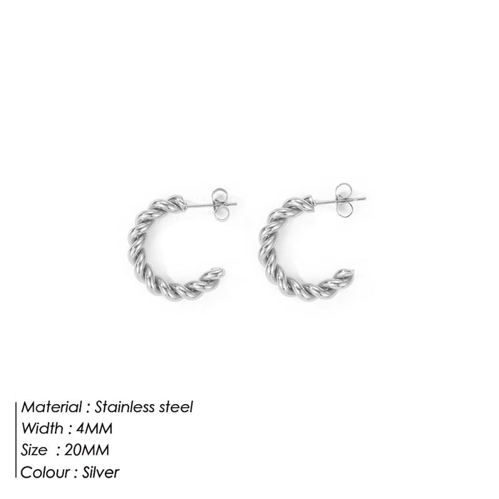 Wholesale stainless steel earrings gold-plated C-shaped twist earrings