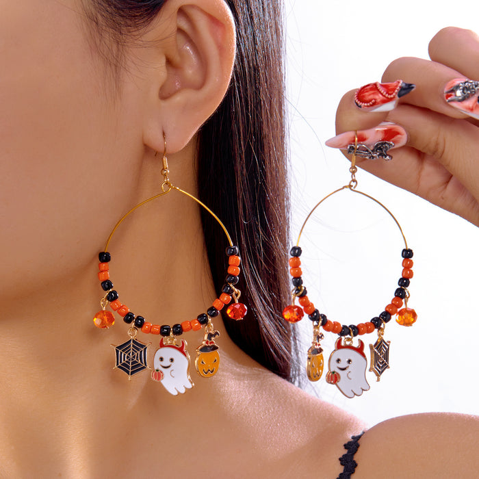 Wholesale Versatill Pumpkin Ghost Crystal Rice Bead Earrings for Women