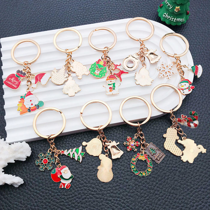 Wholesale Zinc Alloy Christmas Keychain with Snowman Elk Design Festive Gift Keyring