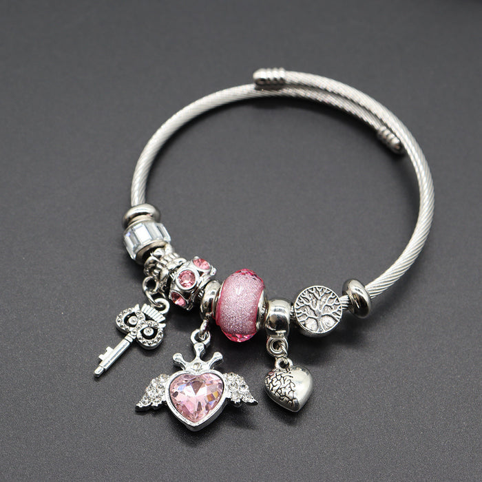 Wholesale Gold and Silver Life Tree Angel Wings Love Key Adjustable Bracelet