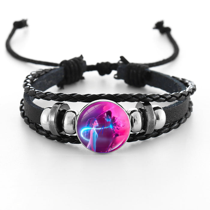 Wholesale KPOP Couple leather braided black bracelet