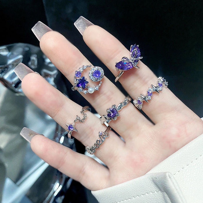 Wholesale Diamond studded pearl zircon open ring with geometric design of letters