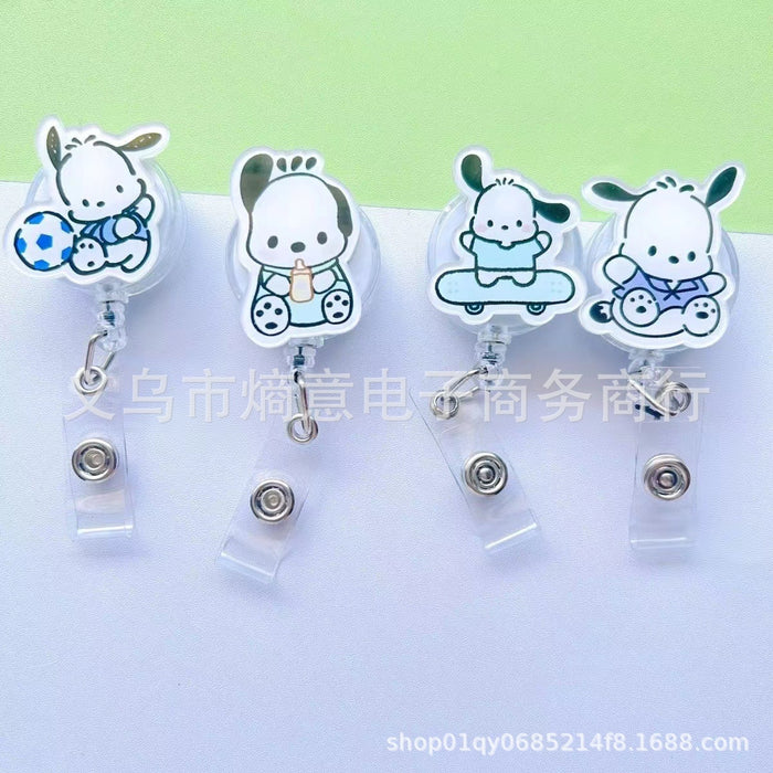 Wholesale Cute Cartoon Retractable Hanging Buckle Badge Reels Keychains
