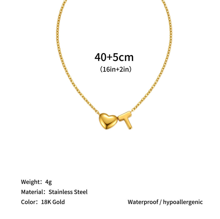 Wholesale Clavicle chain jewelry accessory 26 letter heart pendant titanium steel necklace