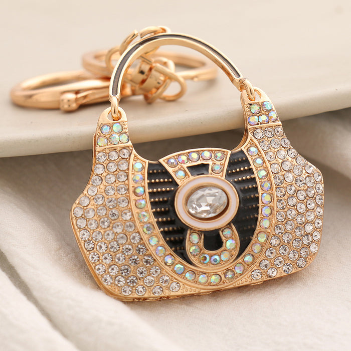 Wholesale Creative Rhinestone Small Shoulder Bag Alloy Keychain JDC-KC-ChaoK037