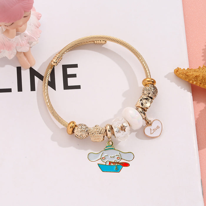Wholesale Stainless Steel Cartoon Charm Bracelet Adjustable Pendant Jewelry Gift MOQ≥2