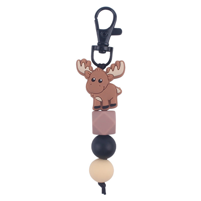 Wholesale  cartoon animal  plastic beads keychain