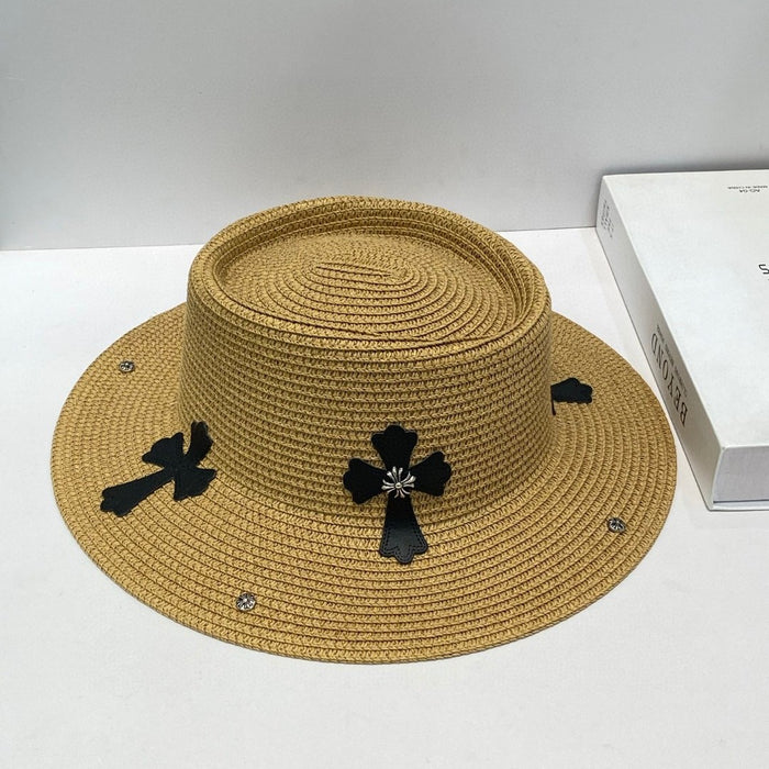 Wholesale Personalized straw hat, outdoor travel vacation sun hat, beach hat, sun protection flat top hat