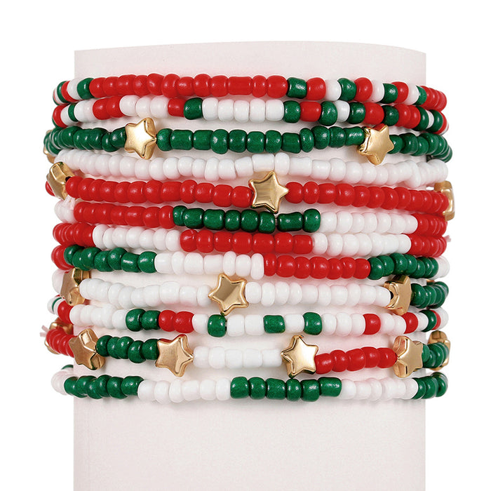 Wholesale American Independence Day Glass Rice Bead Multi-layer Bracelet Set JDC-BT-ShiY007