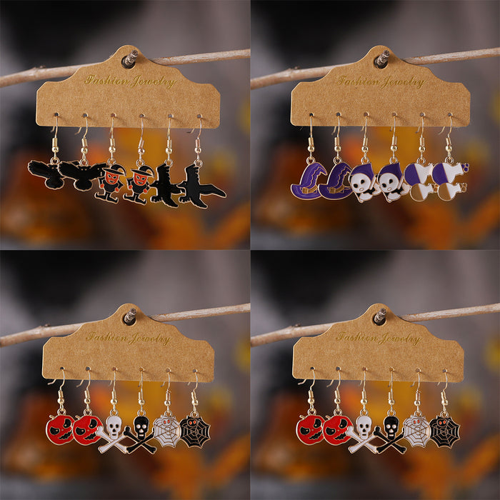 Wholesale Ghost Bat Skull Pumpkin Earring Set Fashion Jewelry Accessory