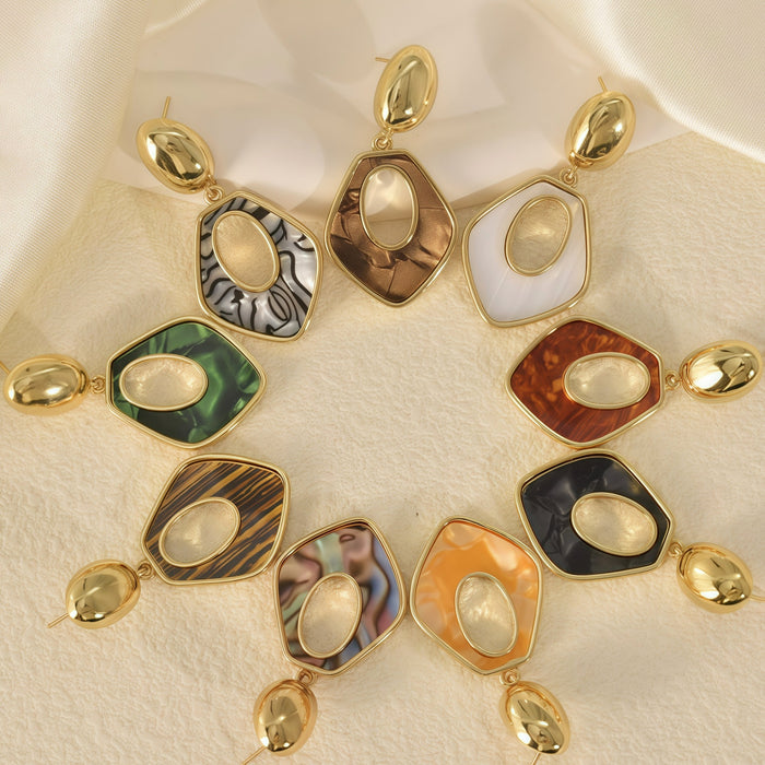 Wholesale Stainless Steel Geometric Earrings Polygonal Hollow Earrings