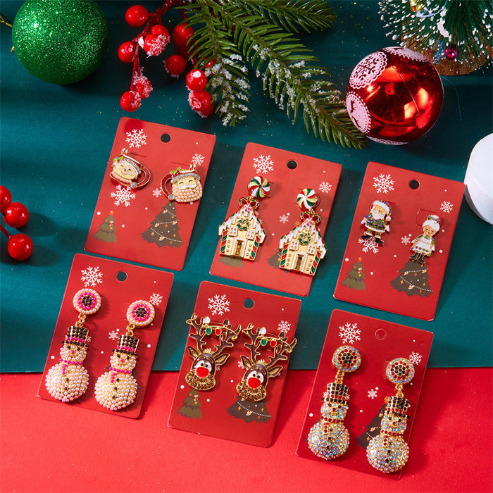 Wholesale Christmas earrings,  Christmas tree bell cane,  snowman gingerbread man,  elk pendant earrings,  earrings