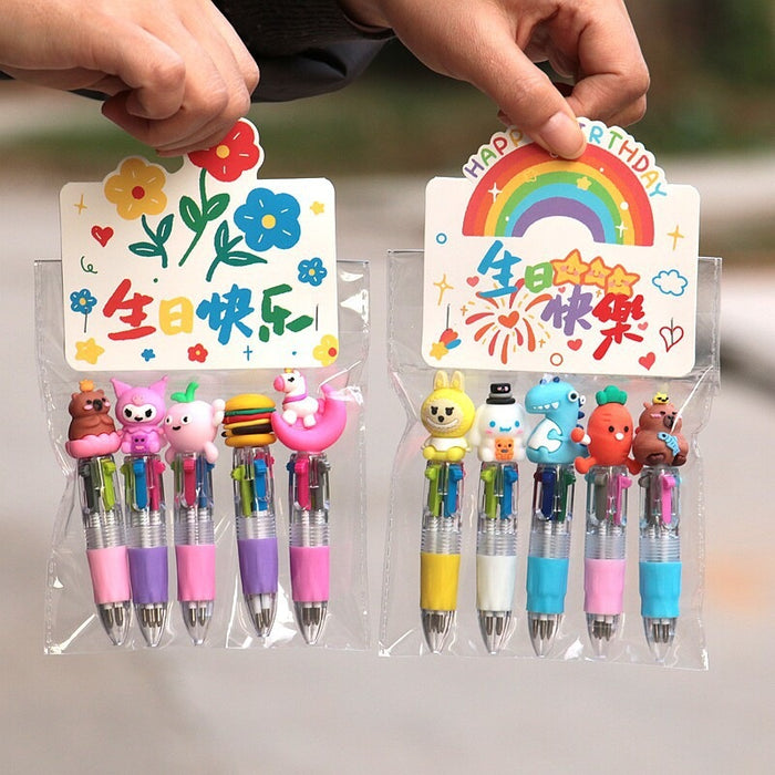 Wholesale Cartoon Animal Ballpoint Pen Set for Kids Birthday Gift Office