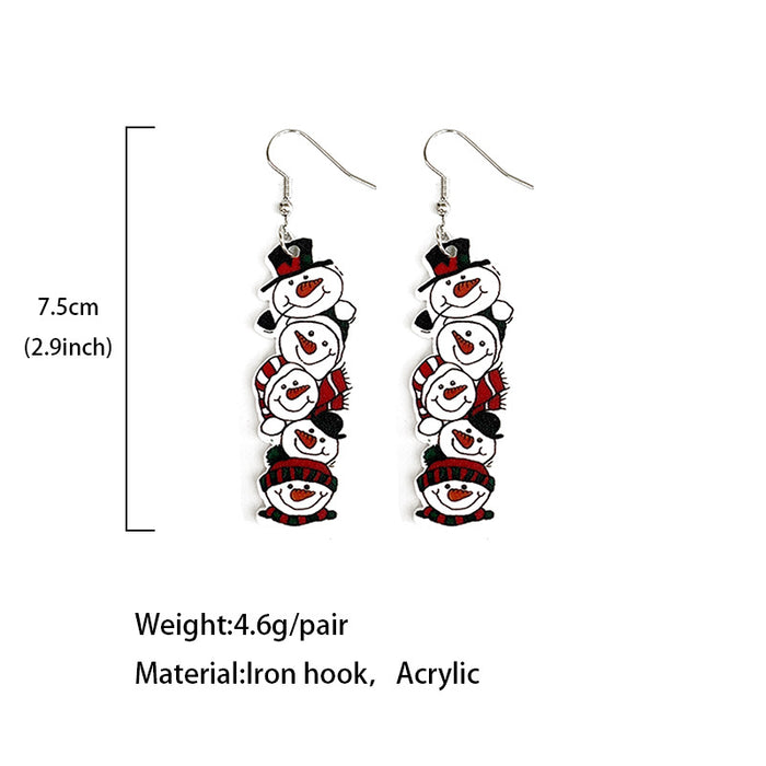 Wholesale Christmas acrylic earrings snowman Pancake Man long festival cute earrings fashion earrings gift supply