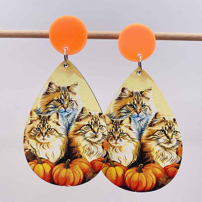 Wholesale Autumn Thanksgiving Wooden Earrings JDC-ES-Susheng003