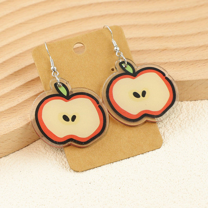 Wholesale Cute Cartoon Bread Cake Big Eyes Fruit Apple Kitten Birthday Ladies Acrylic Earrings