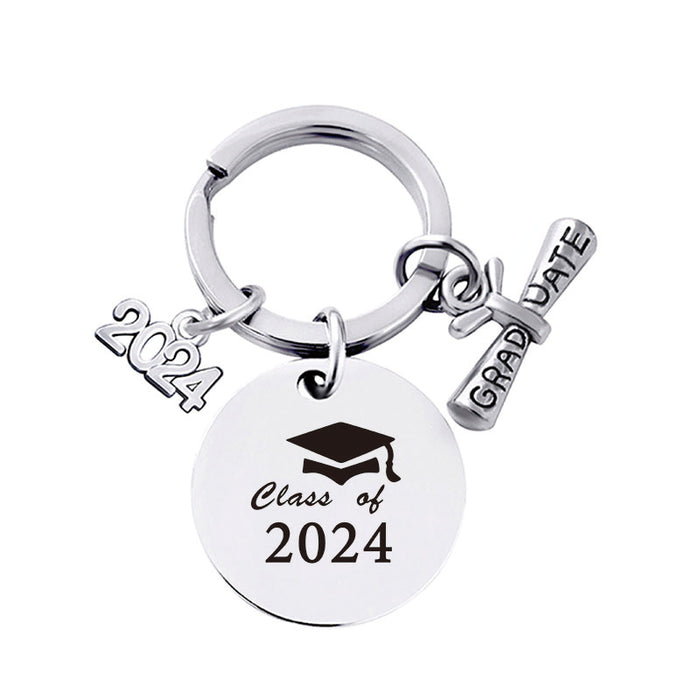 Wholesale Graduation Season Gift Round Stainless Steel Keychain JDC-KC-GangGu049