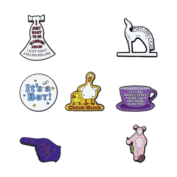 Wholesale Cartoon Brooch Badge Enamel Pin Rabbit Duck Dog Coffee Cup Zinc Alloy Fashion Accessory MOQ≥2