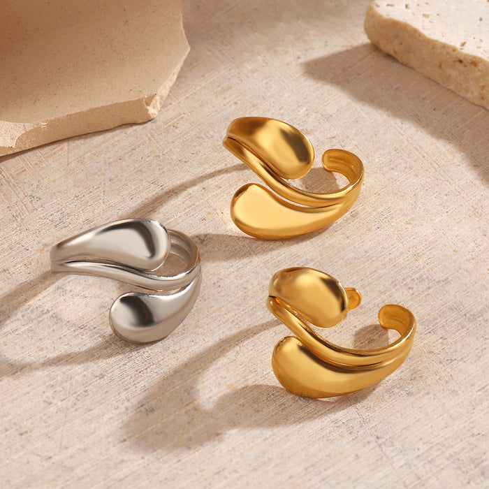 Wholesale Fashionable and trendy gold-plated minimalist Feng Shui drip ring, niche design, open-ended ring